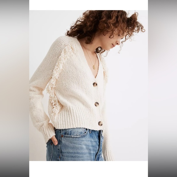 Madewell Ivory Chatterton Fringed Cardigan - Picture 4 of 5